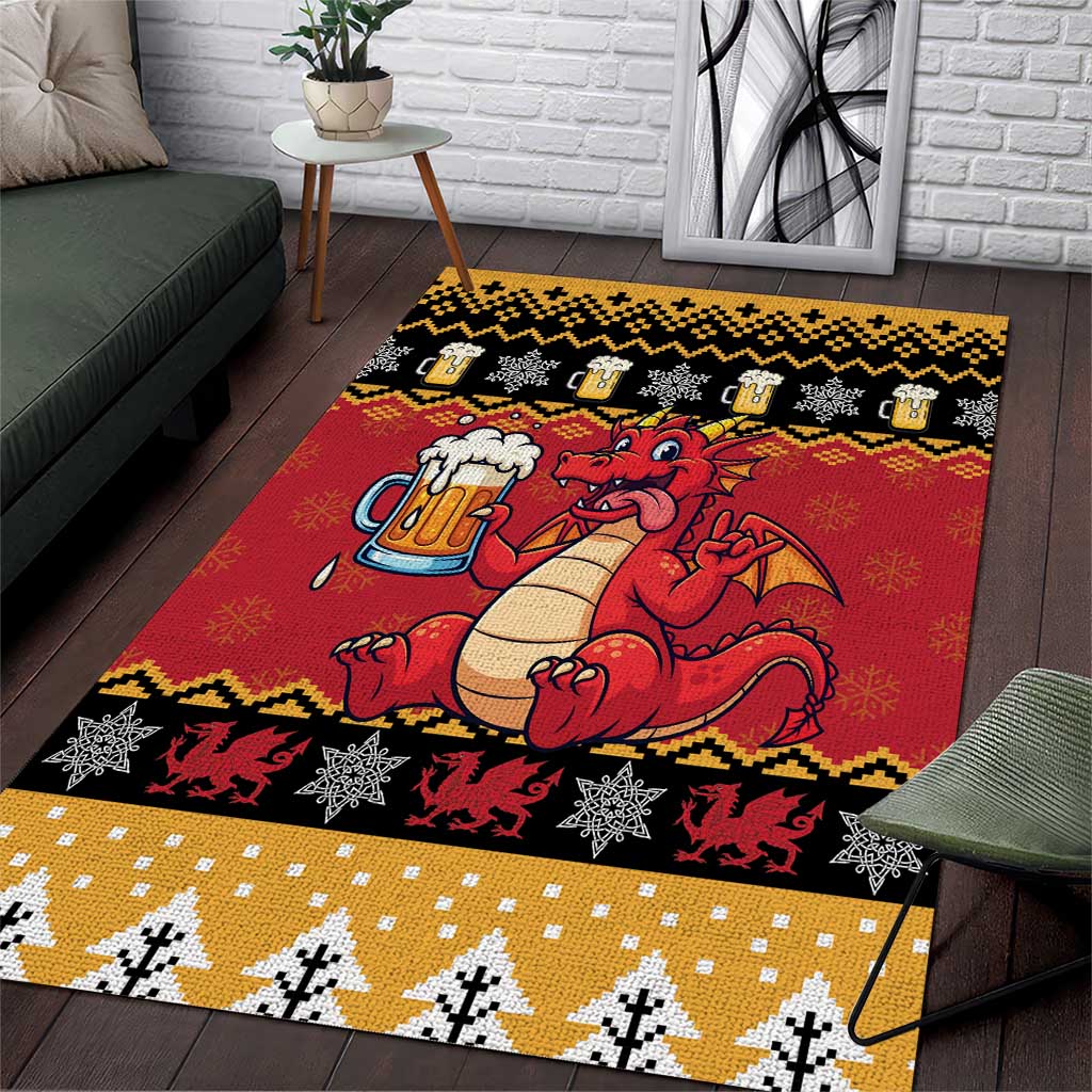 Carmarthenshire Wales Christmas Area Rug Funny Welsh Red Dragon Beer Xmas - Wonder Print Shop