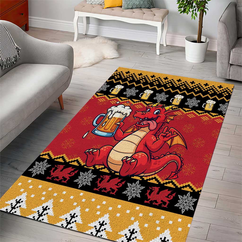 Carmarthenshire Wales Christmas Area Rug Funny Welsh Red Dragon Beer Xmas - Wonder Print Shop