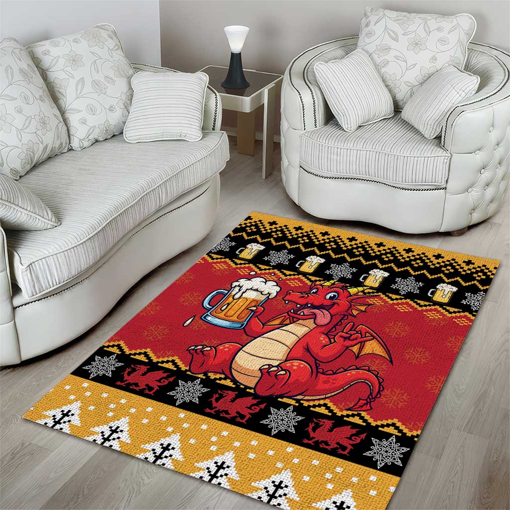 Carmarthenshire Wales Christmas Area Rug Funny Welsh Red Dragon Beer Xmas - Wonder Print Shop