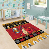 Carmarthenshire Wales Christmas Area Rug Funny Welsh Red Dragon Beer Xmas - Wonder Print Shop