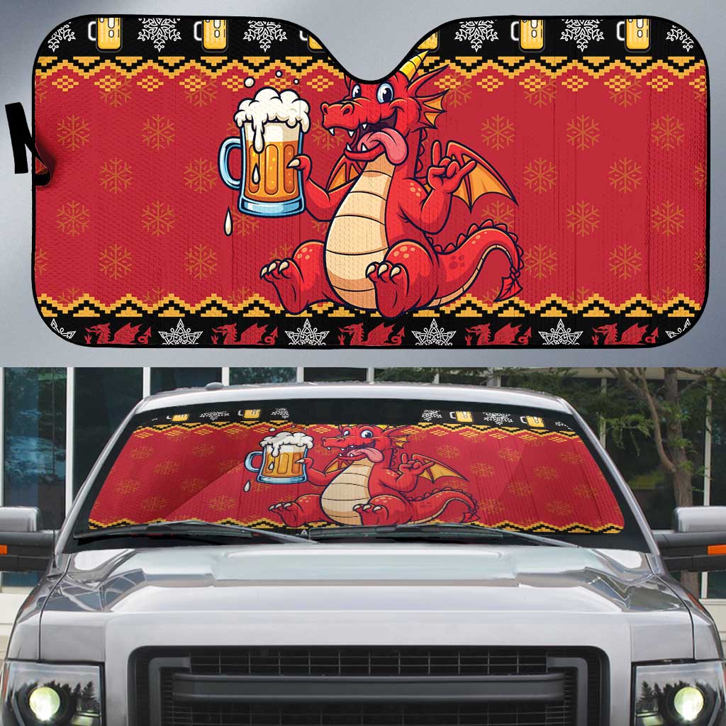 Carmarthenshire Wales Christmas Auto Sun Shade Funny Welsh Red Dragon Beer Xmas - Wonder Print Shop
