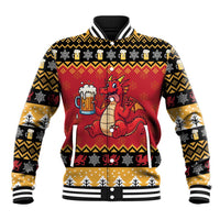 Carmarthenshire Wales Christmas Baseball Jacket Funny Welsh Red Dragon Beer Xmas - Wonder Print Shop