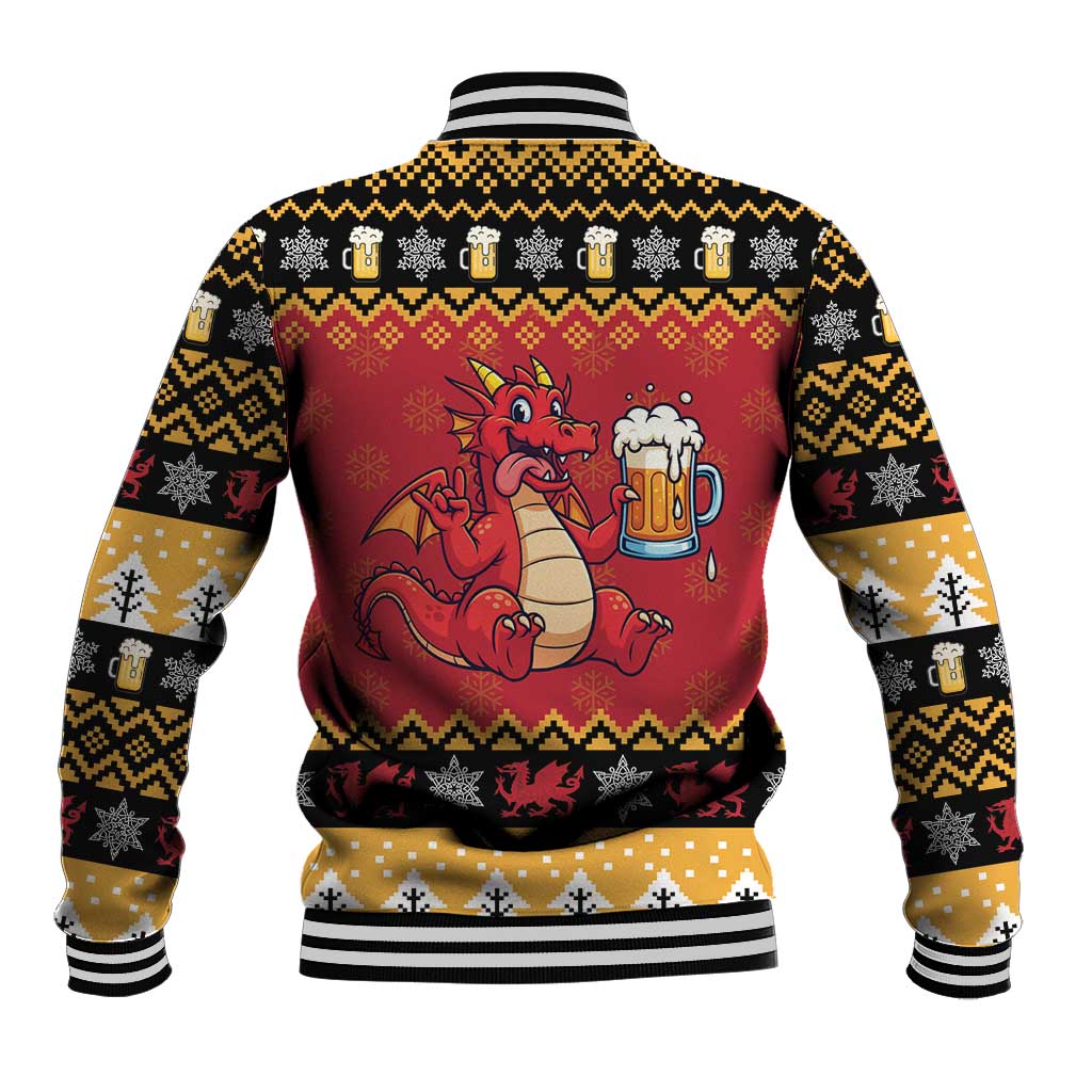 Carmarthenshire Wales Christmas Baseball Jacket Funny Welsh Red Dragon Beer Xmas - Wonder Print Shop