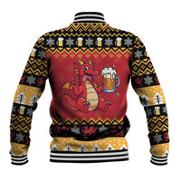 Carmarthenshire Wales Christmas Baseball Jacket Funny Welsh Red Dragon Beer Xmas - Wonder Print Shop