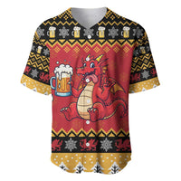 Carmarthenshire Wales Christmas Baseball Jersey Funny Welsh Red Dragon Beer Xmas - Wonder Print Shop