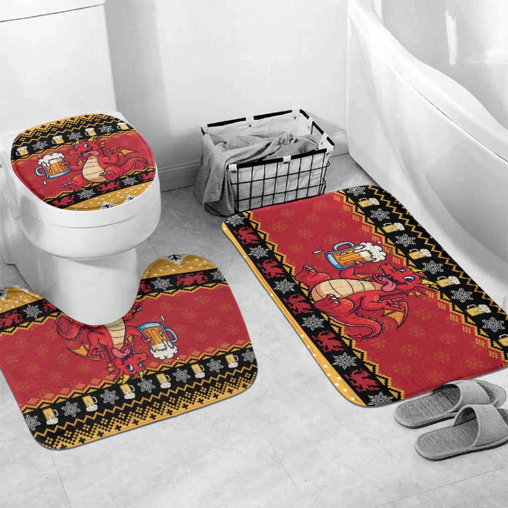 Carmarthenshire Wales Christmas Bathroom Set Funny Welsh Red Dragon Beer Xmas - Wonder Print Shop