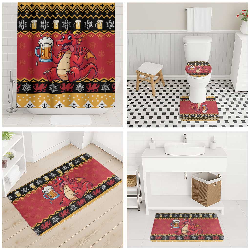 Carmarthenshire Wales Christmas Bathroom Set Funny Welsh Red Dragon Beer Xmas - Wonder Print Shop