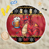 Carmarthenshire Wales Christmas Beach Blanket Funny Welsh Red Dragon Beer Xmas - Wonder Print Shop