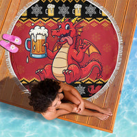 Carmarthenshire Wales Christmas Beach Blanket Funny Welsh Red Dragon Beer Xmas - Wonder Print Shop
