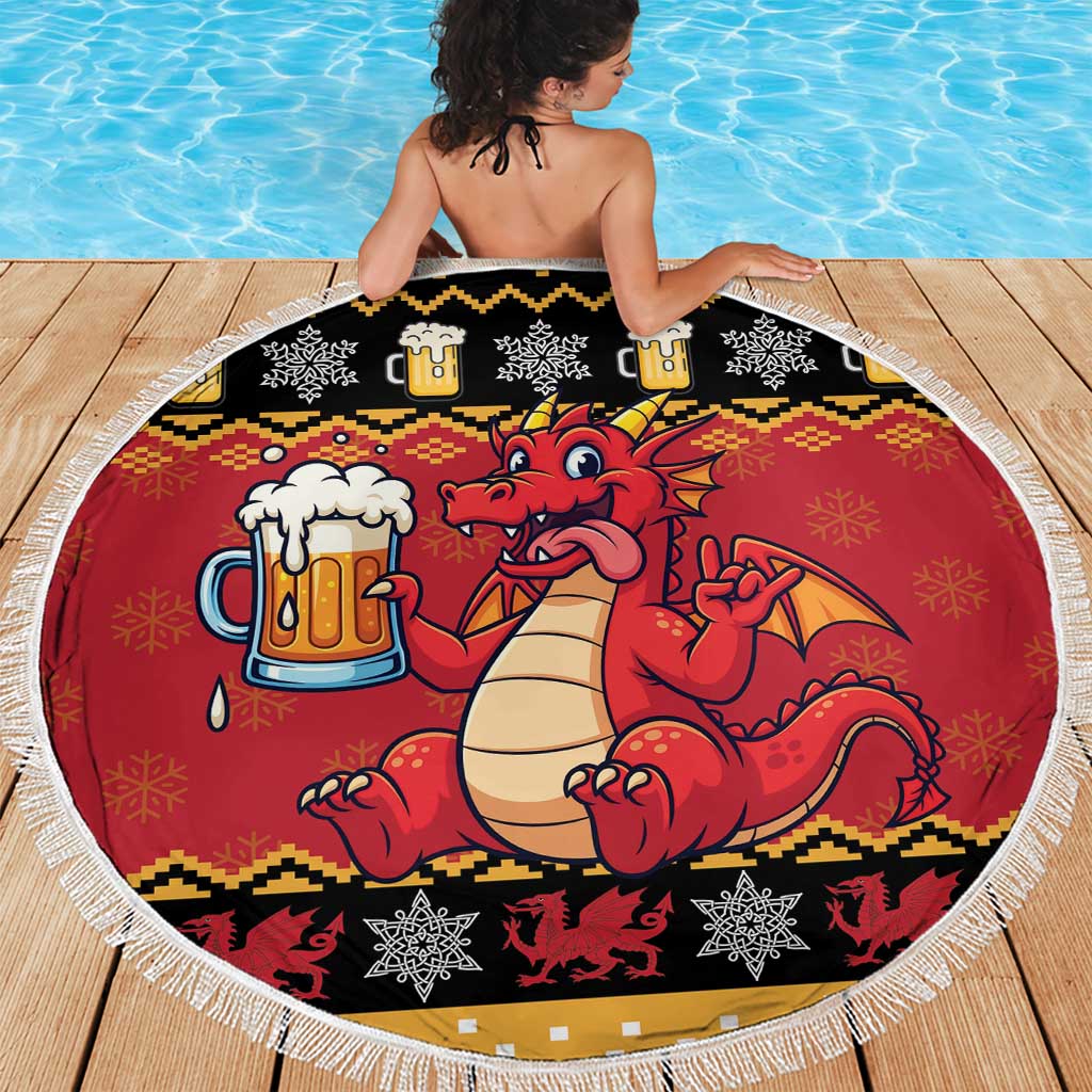 Carmarthenshire Wales Christmas Beach Blanket Funny Welsh Red Dragon Beer Xmas - Wonder Print Shop