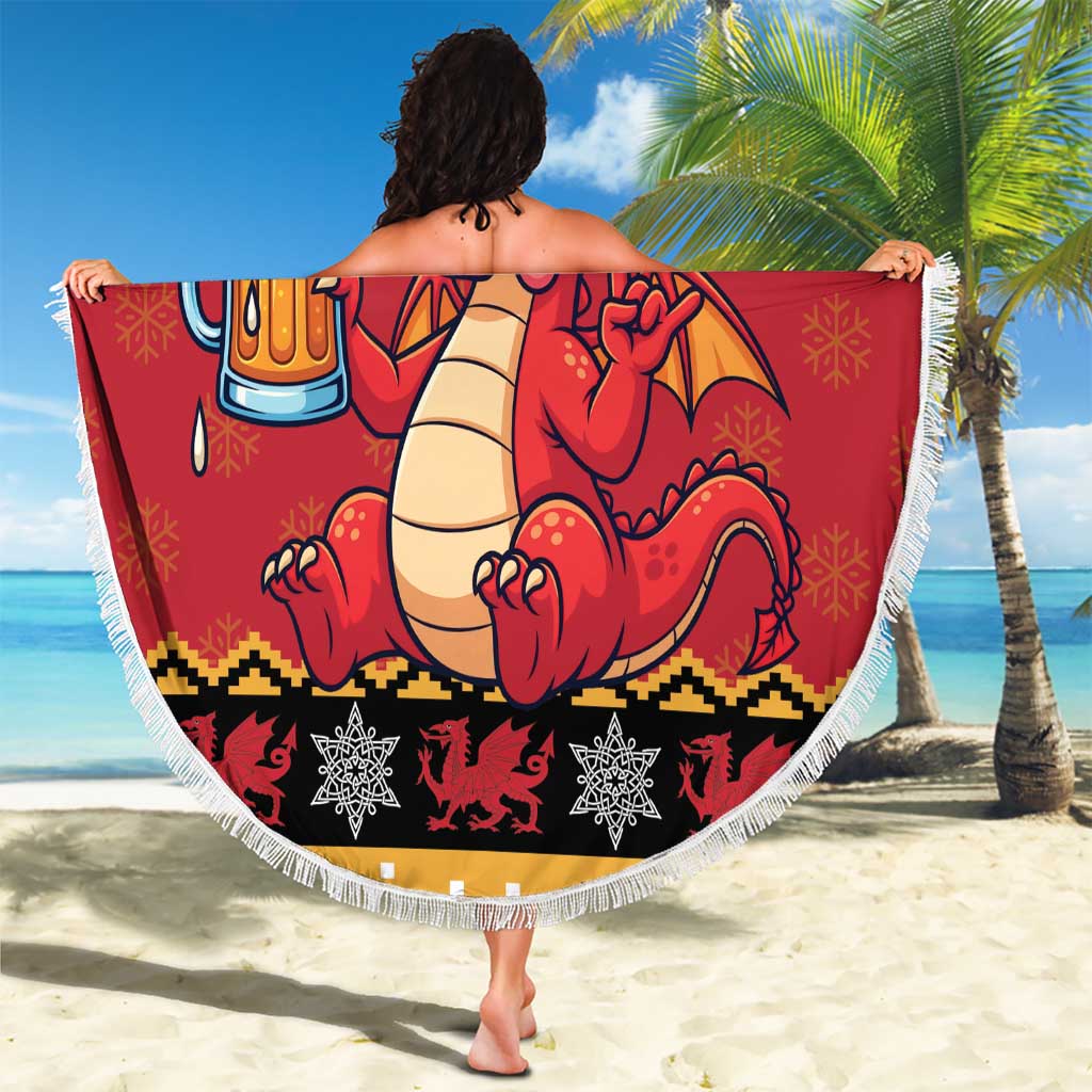 Carmarthenshire Wales Christmas Beach Blanket Funny Welsh Red Dragon Beer Xmas - Wonder Print Shop