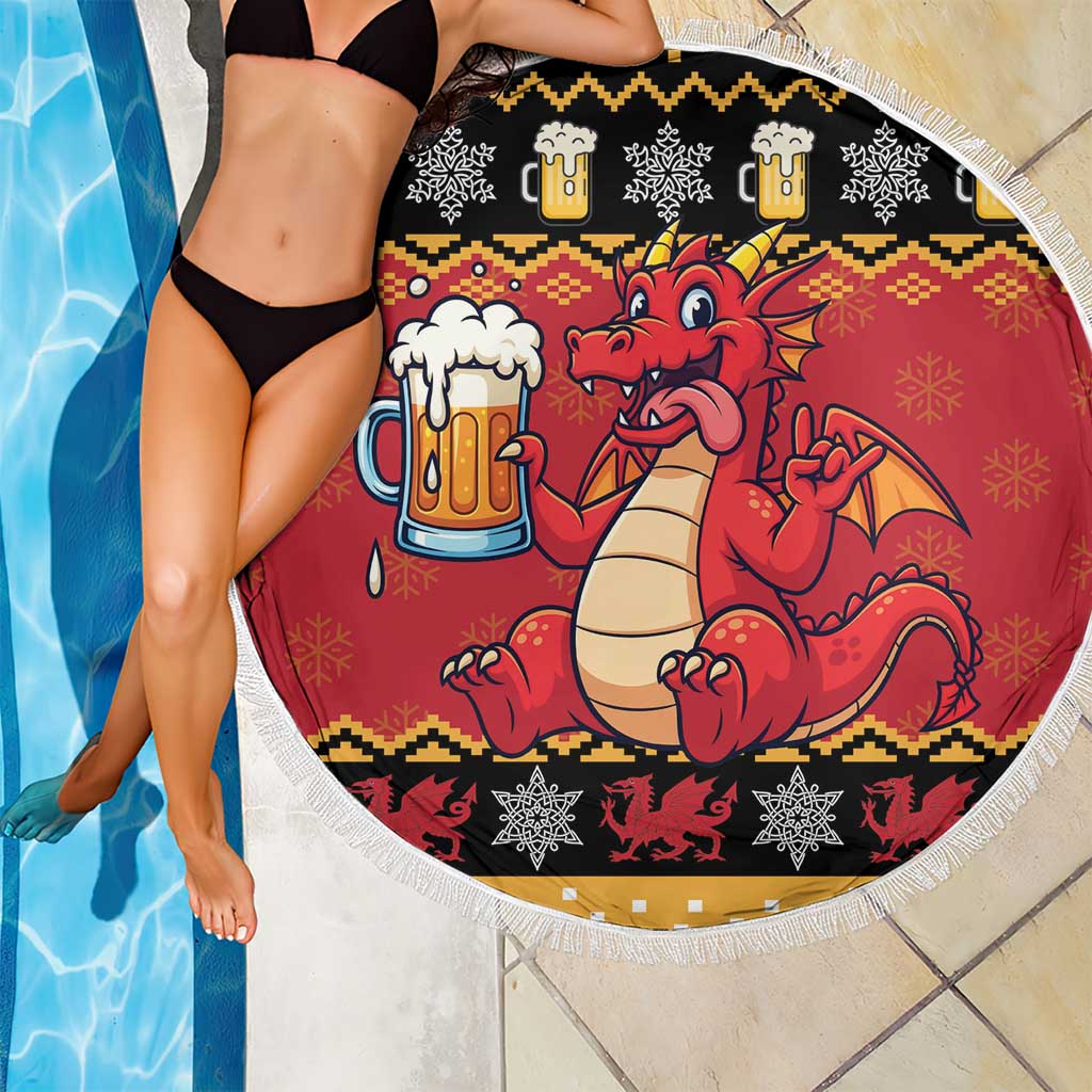 Carmarthenshire Wales Christmas Beach Blanket Funny Welsh Red Dragon Beer Xmas - Wonder Print Shop