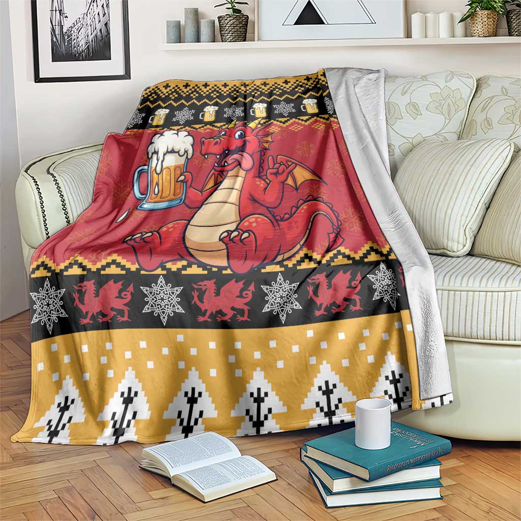 Carmarthenshire Wales Christmas Blanket Funny Welsh Red Dragon Beer Xmas - Wonder Print Shop