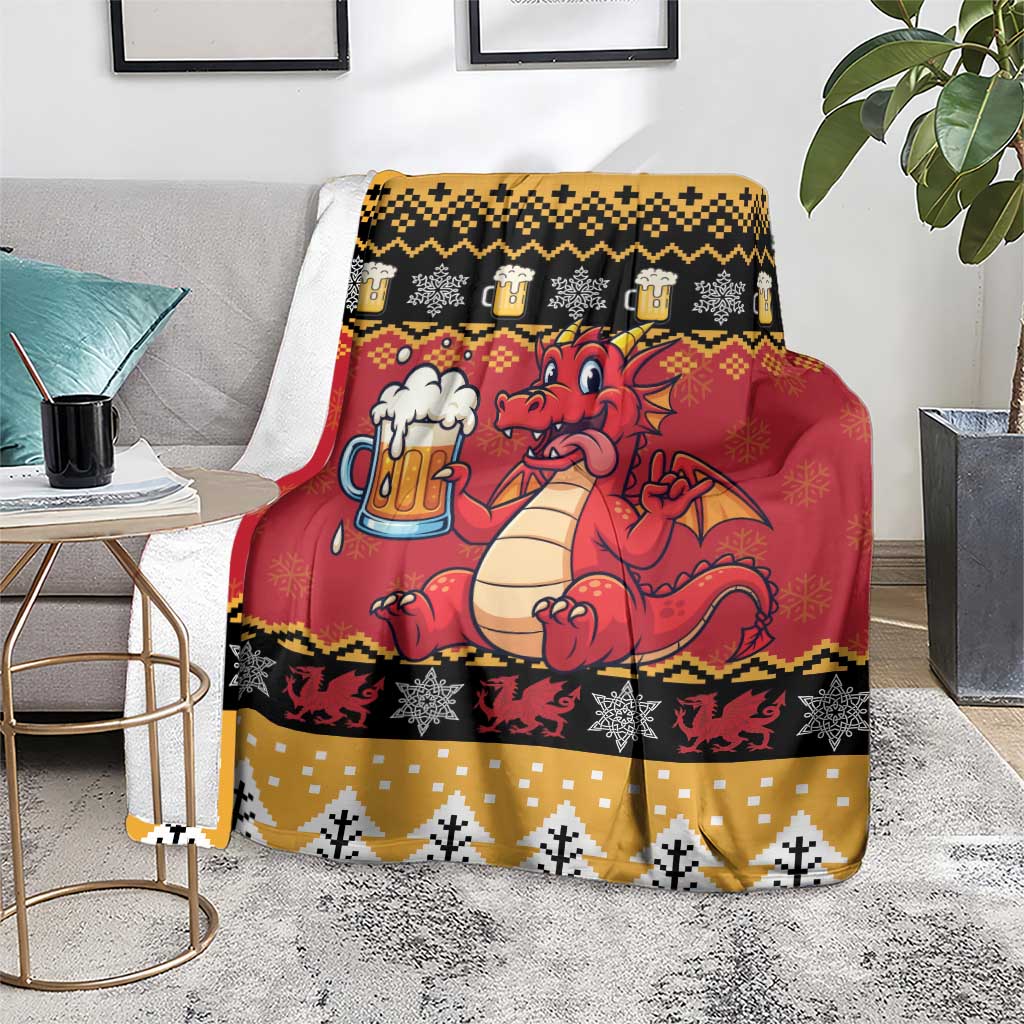 Carmarthenshire Wales Christmas Blanket Funny Welsh Red Dragon Beer Xmas - Wonder Print Shop