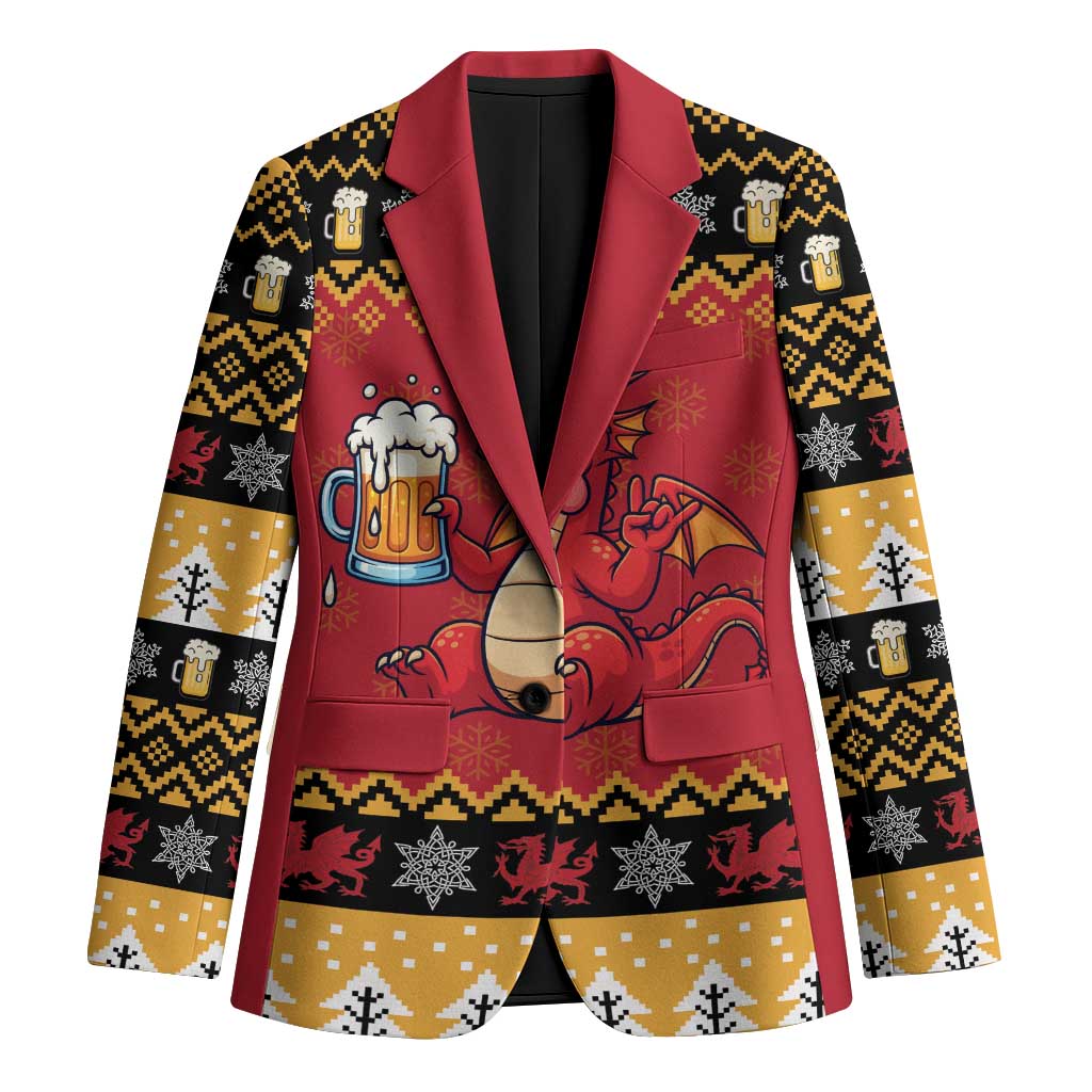 Carmarthenshire Wales Christmas Blazer Funny Welsh Red Dragon Beer Xmas - Wonder Print Shop