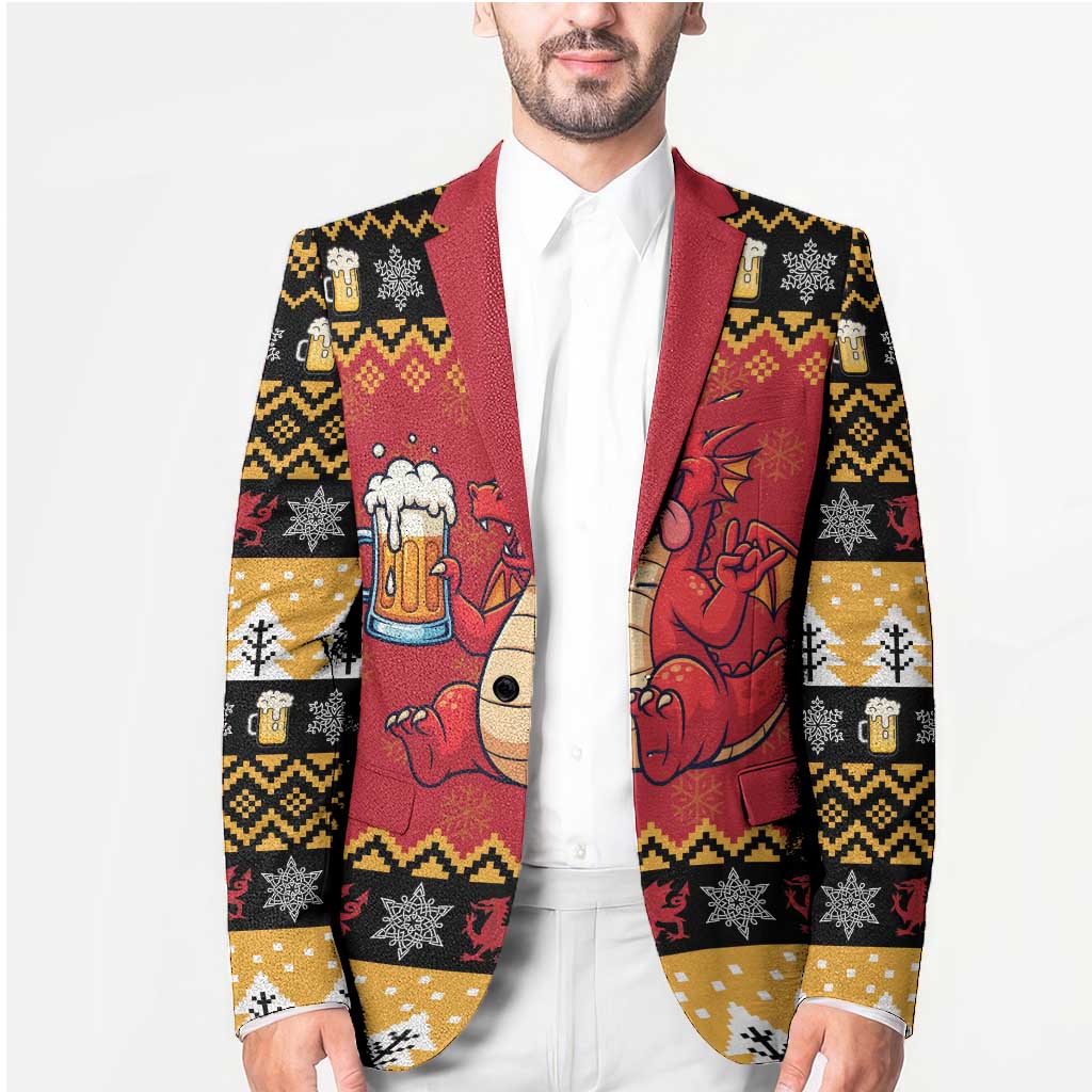 Carmarthenshire Wales Christmas Blazer Funny Welsh Red Dragon Beer Xmas - Wonder Print Shop