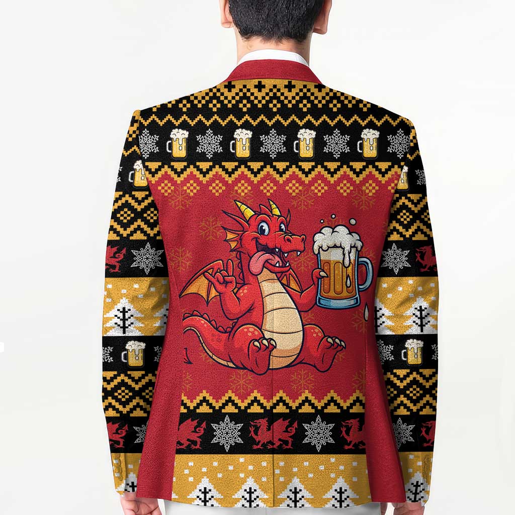 Carmarthenshire Wales Christmas Blazer Funny Welsh Red Dragon Beer Xmas - Wonder Print Shop