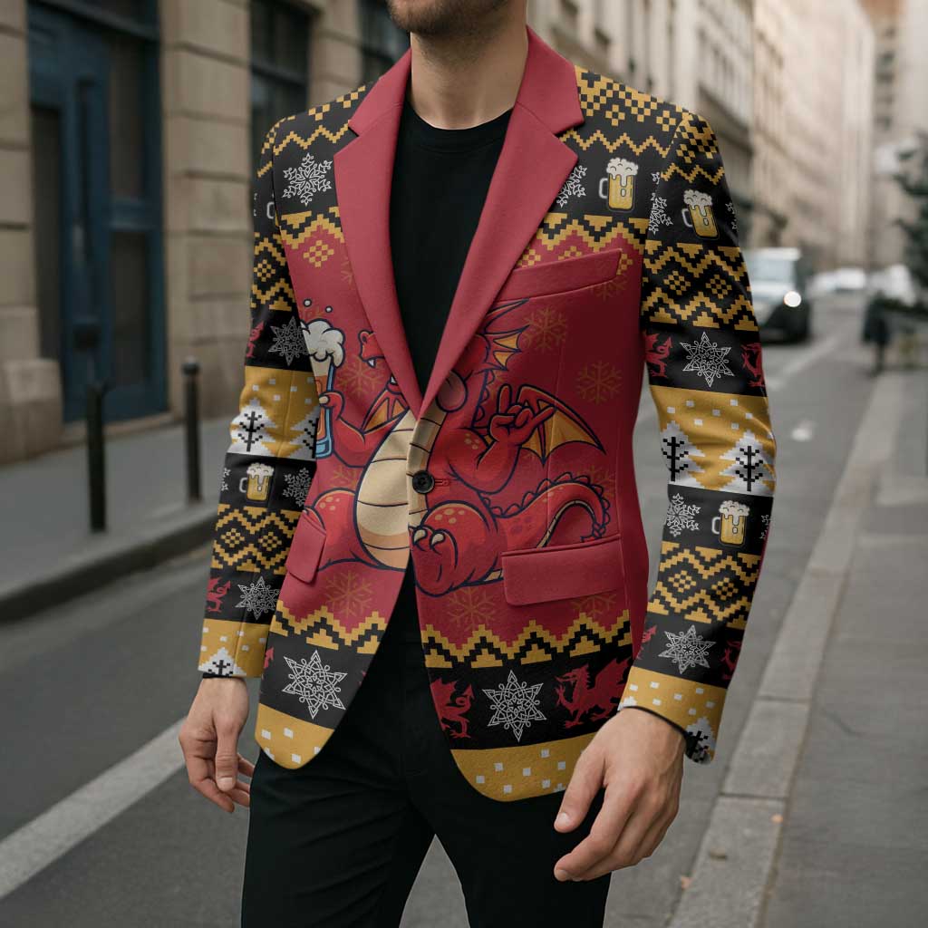 Carmarthenshire Wales Christmas Blazer Funny Welsh Red Dragon Beer Xmas - Wonder Print Shop