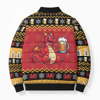 Carmarthenshire Wales Christmas Bomber Puffer Jacket Funny Welsh Red Dragon Beer Xmas - Wonder Print Shop