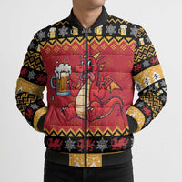 Carmarthenshire Wales Christmas Bomber Puffer Jacket Funny Welsh Red Dragon Beer Xmas - Wonder Print Shop
