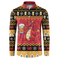 Carmarthenshire Wales Christmas Button Sweatshirt Funny Welsh Red Dragon Beer Xmas - Wonder Print Shop