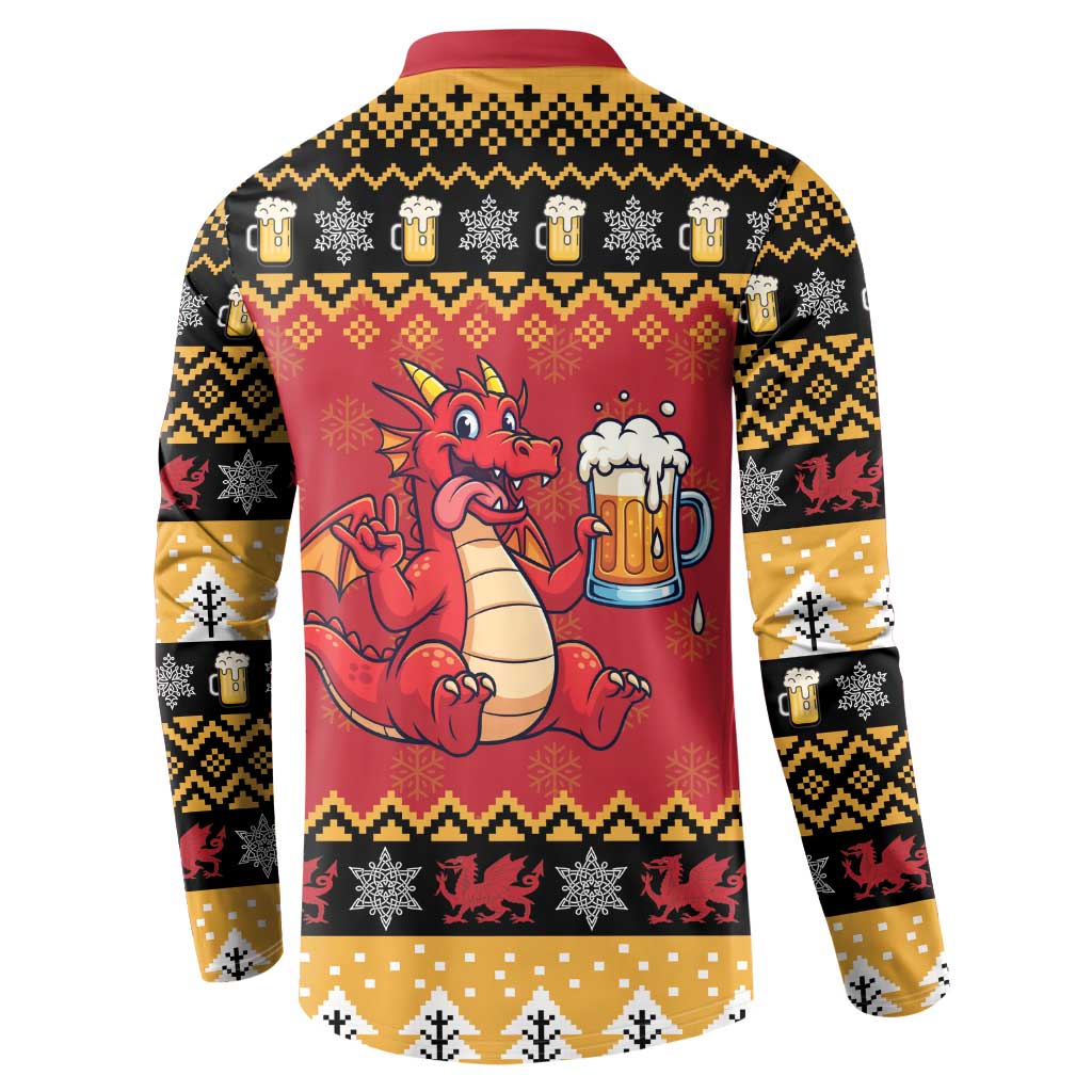 Carmarthenshire Wales Christmas Button Sweatshirt Funny Welsh Red Dragon Beer Xmas - Wonder Print Shop