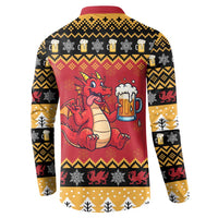 Carmarthenshire Wales Christmas Button Sweatshirt Funny Welsh Red Dragon Beer Xmas - Wonder Print Shop