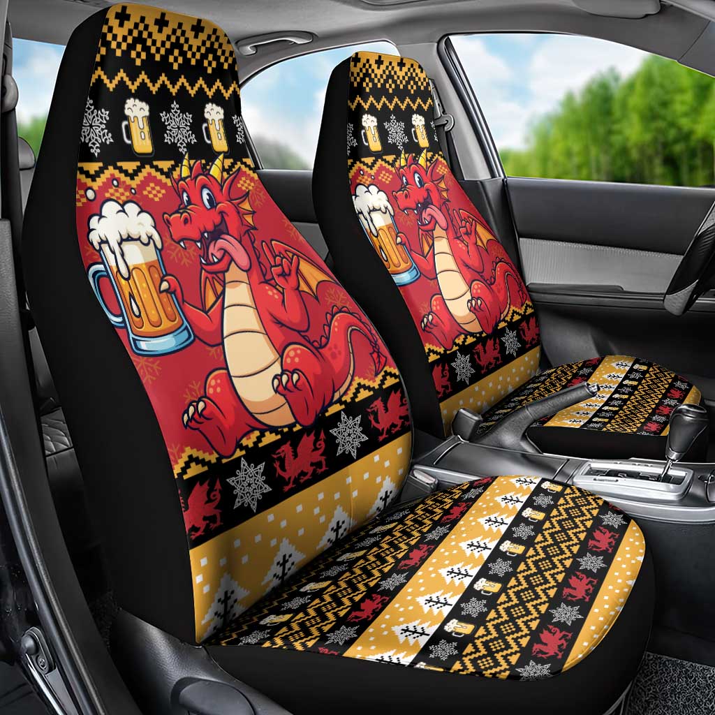 Carmarthenshire Wales Christmas Car Seat Cover Funny Welsh Red Dragon Beer Xmas - Wonder Print Shop
