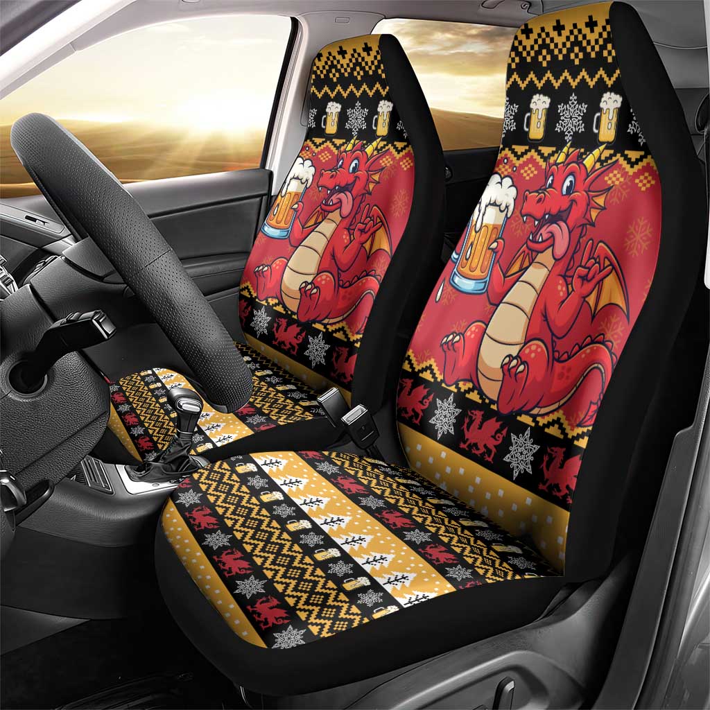 Carmarthenshire Wales Christmas Car Seat Cover Funny Welsh Red Dragon Beer Xmas - Wonder Print Shop