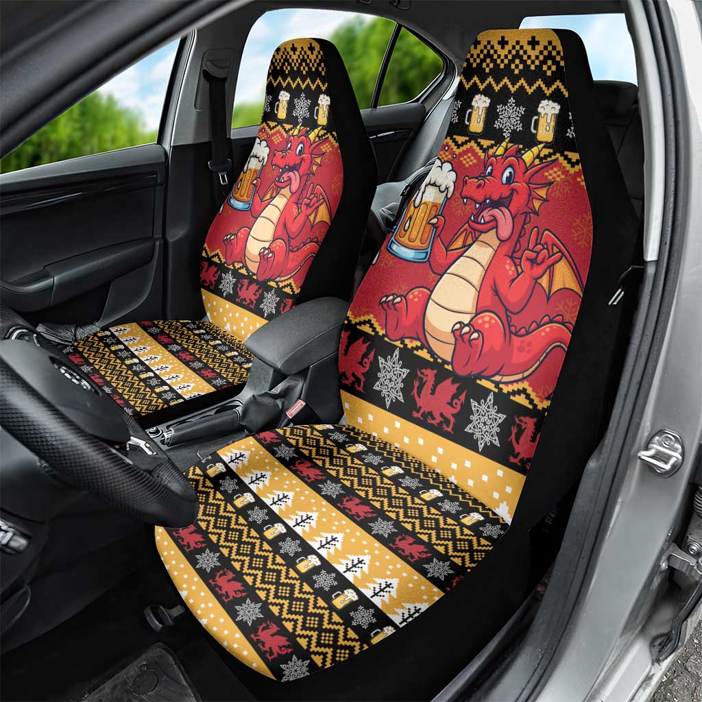 Carmarthenshire Wales Christmas Car Seat Cover Funny Welsh Red Dragon Beer Xmas - Wonder Print Shop