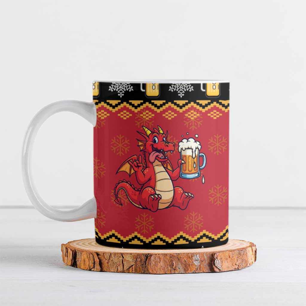 Carmarthenshire Wales Christmas Ceramic Mug Funny Welsh Red Dragon Beer Xmas - Wonder Print Shop