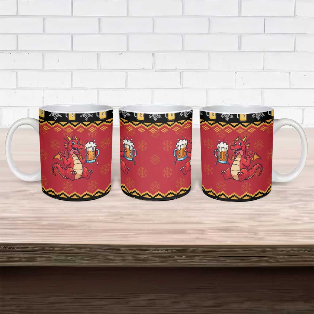 Carmarthenshire Wales Christmas Ceramic Mug Funny Welsh Red Dragon Beer Xmas - Wonder Print Shop