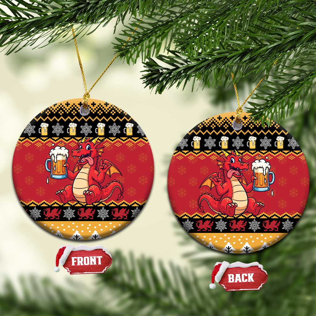 Carmarthenshire Wales Christmas Ceramic Ornament Funny Welsh Red Dragon Beer Xmas - Wonder Print Shop