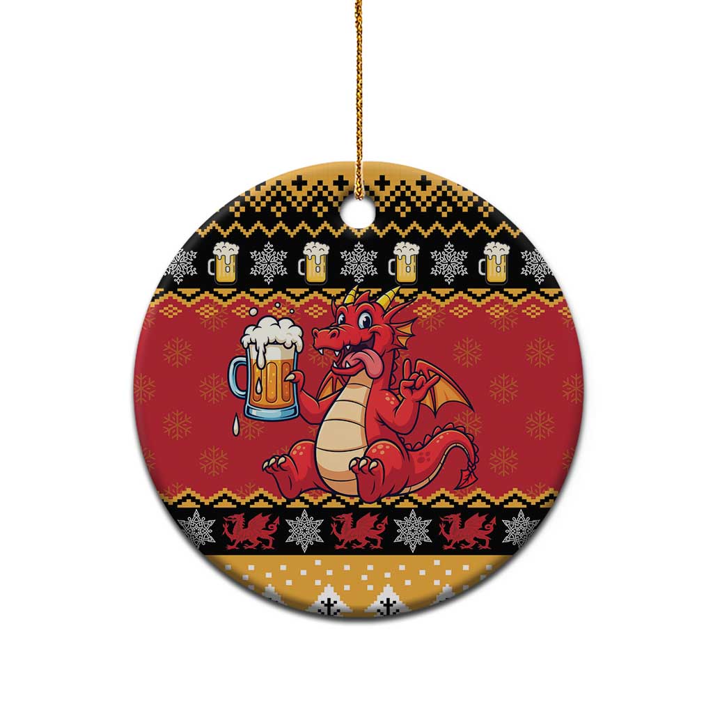 Carmarthenshire Wales Christmas Ceramic Ornament Funny Welsh Red Dragon Beer Xmas - Wonder Print Shop
