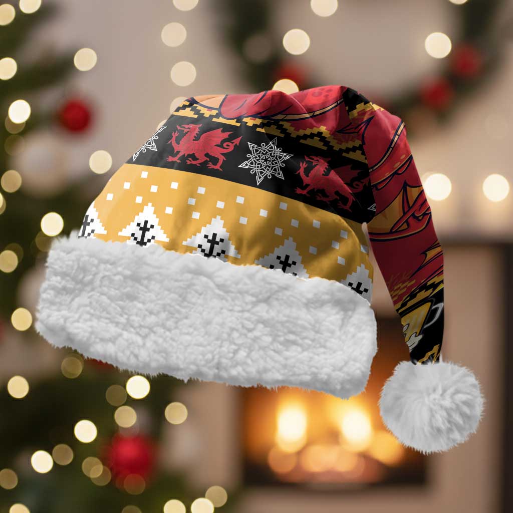 Carmarthenshire Wales Christmas Santa Hat Funny Welsh Red Dragon Beer Xmas - Wonder Print Shop