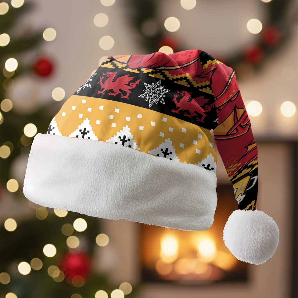 Carmarthenshire Wales Christmas Santa Hat Funny Welsh Red Dragon Beer Xmas - Wonder Print Shop