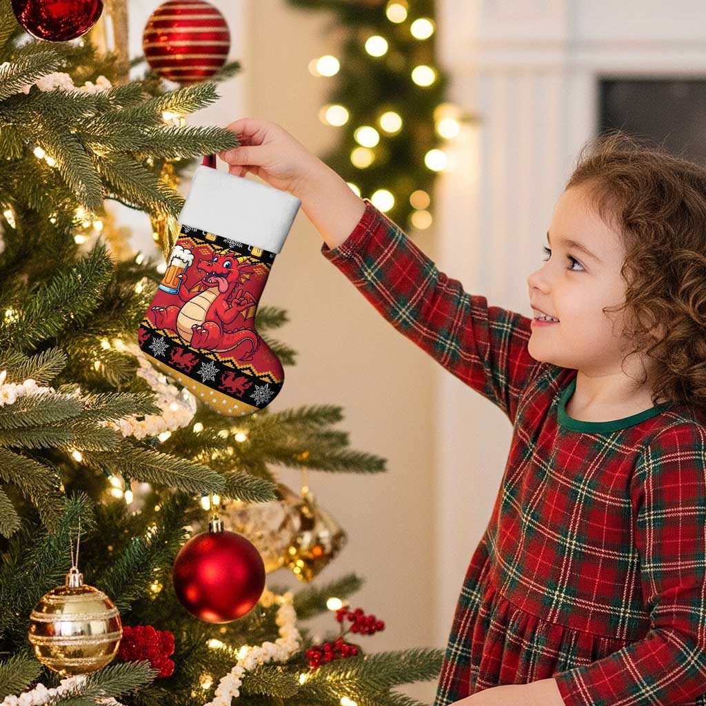 Carmarthenshire Wales Christmas Stocking Funny Welsh Red Dragon Beer Xmas - Wonder Print Shop