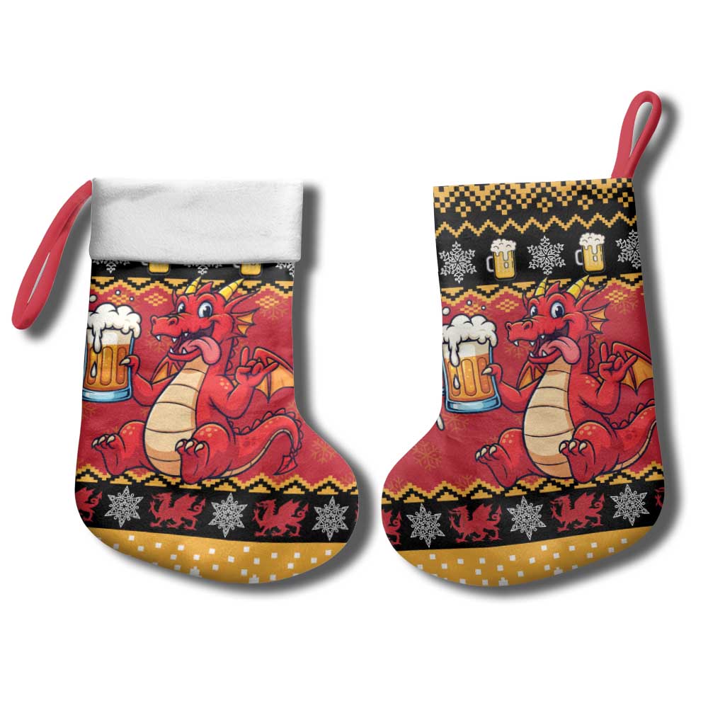 Carmarthenshire Wales Christmas Stocking Funny Welsh Red Dragon Beer Xmas - Wonder Print Shop