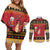 Carmarthenshire Wales Christmas Couples Matching Off Shoulder Short Dress and Long Sleeve Button Shirt Funny Welsh Red Dragon Beer Xmas - Wonder Print Shop