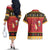 Carmarthenshire Wales Christmas Couples Matching Off The Shoulder Long Sleeve Dress and Hawaiian Shirt Funny Welsh Red Dragon Beer Xmas - Wonder Print Shop