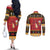 Carmarthenshire Wales Christmas Couples Matching Off The Shoulder Long Sleeve Dress and Long Sleeve Button Shirt Funny Welsh Red Dragon Beer Xmas - Wonder Print Shop
