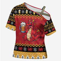 Carmarthenshire Wales Christmas Cross Shoulder Shirt Funny Welsh Red Dragon Beer Xmas - Wonder Print Shop