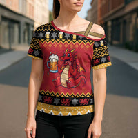 Carmarthenshire Wales Christmas Cross Shoulder Shirt Funny Welsh Red Dragon Beer Xmas - Wonder Print Shop