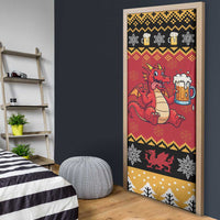 Carmarthenshire Wales Christmas Door Cover Funny Welsh Red Dragon Beer Xmas - Wonder Print Shop