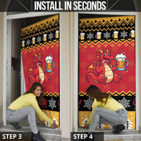 Carmarthenshire Wales Christmas Door Cover Funny Welsh Red Dragon Beer Xmas - Wonder Print Shop
