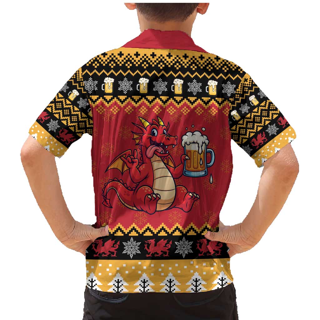 Carmarthenshire Wales Christmas Family Matching Mermaid Dress and Hawaiian Shirt Funny Welsh Red Dragon Beer Xmas - Wonder Print Shop