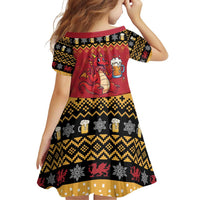 Carmarthenshire Wales Christmas Family Matching Off Shoulder Short Dress and Hawaiian Shirt Funny Welsh Red Dragon Beer Xmas - Wonder Print Shop