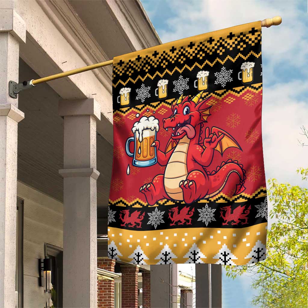 Carmarthenshire Wales Christmas Garden Flag Funny Welsh Red Dragon Beer Xmas - Wonder Print Shop
