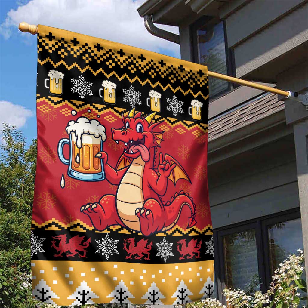 Carmarthenshire Wales Christmas Garden Flag Funny Welsh Red Dragon Beer Xmas - Wonder Print Shop