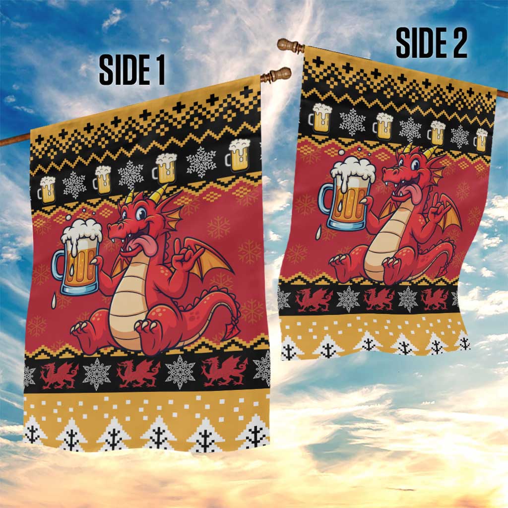 Carmarthenshire Wales Christmas Garden Flag Funny Welsh Red Dragon Beer Xmas - Wonder Print Shop